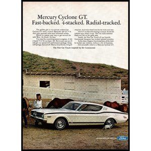 1968 Mercury Cyclone GT Fastback Vintage Print Ad Horse Barn Farm Wall Art